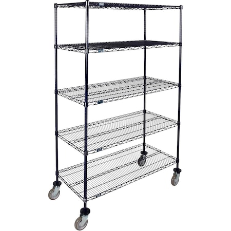 Nexel 5 Shelf Truck, Nexelon, 36inW x 14inD x 69inH, Polyurethane Swivel Casters B3158079